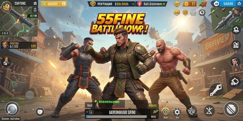 Tangkapan layar dari gameplay mendebarkan dalam 55FIVE Battle Royale.