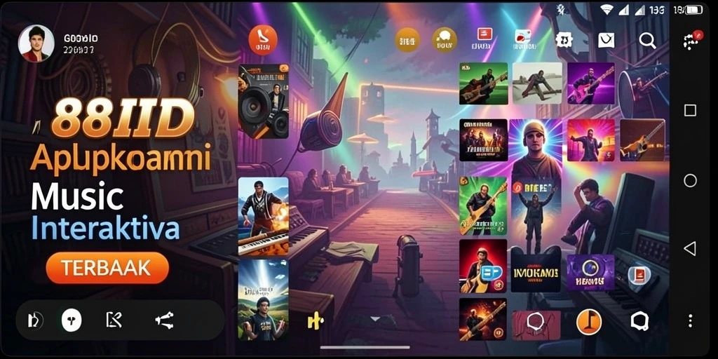Tampilan gameplay interaktif aplikasi 88ID yang menampilkan koleksi musik.