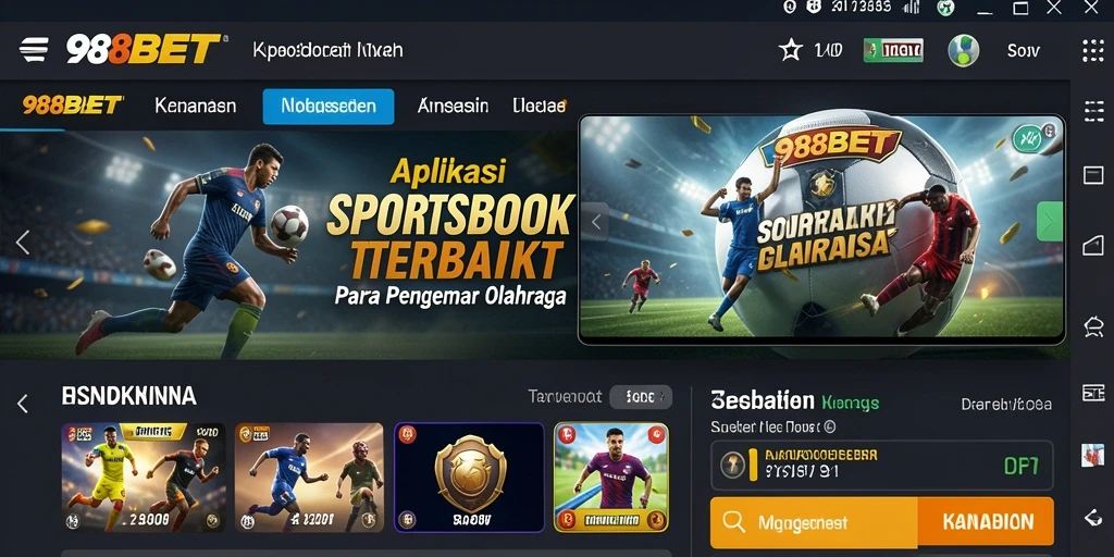Screenshot utama 988BET menampilkan pertandingan olahraga yang sedang berlangsung.