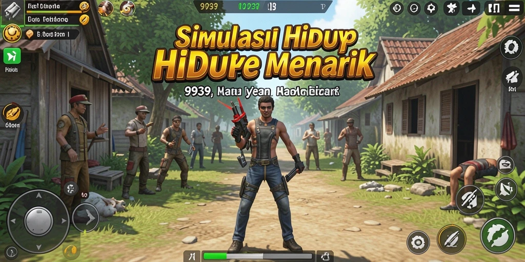 Screenshot gameplay 9939 menampilkan karakter dalam aktivitas sehari-hari.