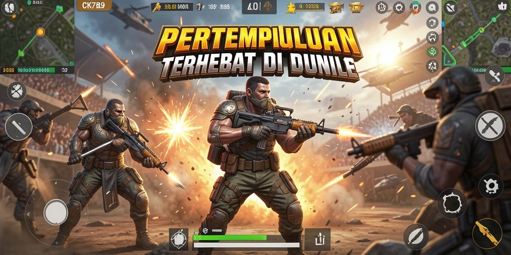Screenshot gameplay CK789 yang menampilkan pertempuran sengit di medan perang.