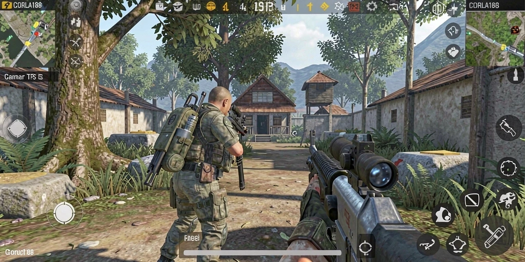 Tangkapan layar gameplay CORLA188 menampilkan aksi mendebarkan dalam pertempuran TPS.
