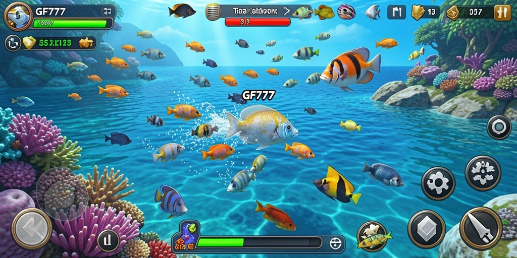 Tampilan gameplay menarik dari <strong>GF777</strong> dengan efek menembak ikan.