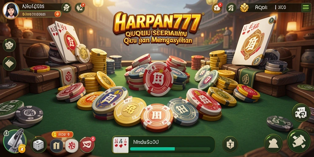 Screenshot utama HARAPAN777 menampilkan gameplay QiuQiu yang menarik.