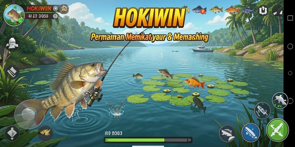 Tangkapan ikan terbesar dalam HOKIWIN dengan latar laut yang indah.
