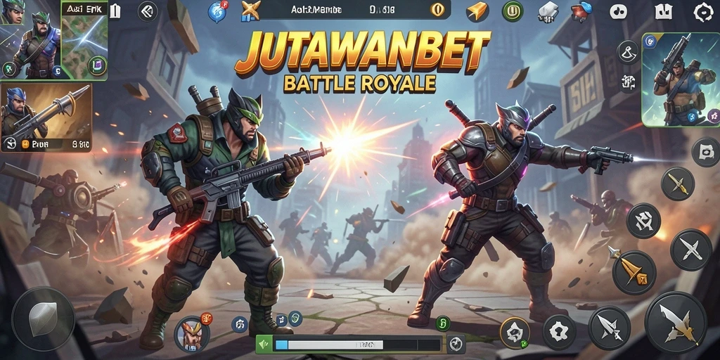 Tampilan gameplay JUTAWANBET yang mendebarkan di arena Battle Royale.