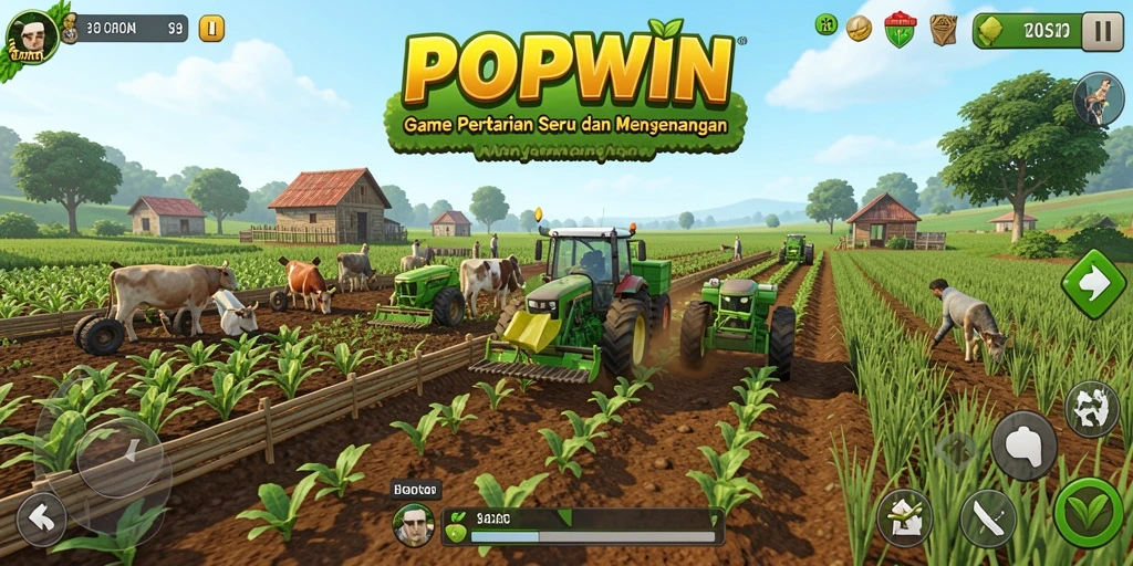 Gameplay menarik di POPWIN dengan ladang yang subur.