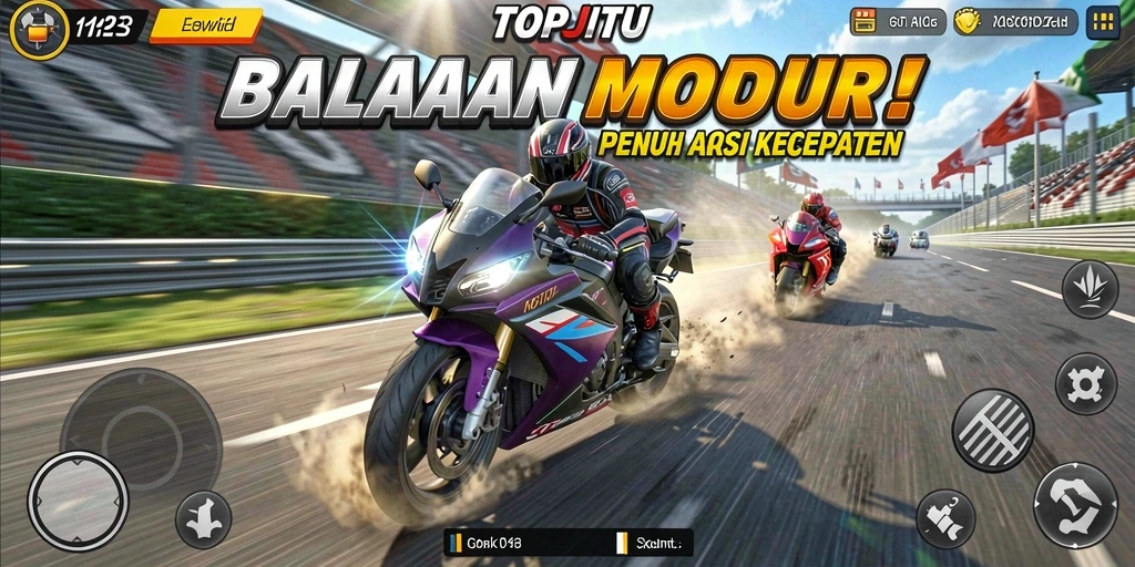 Screenshot gameplay seru dari balapan motor di TOPJITU.