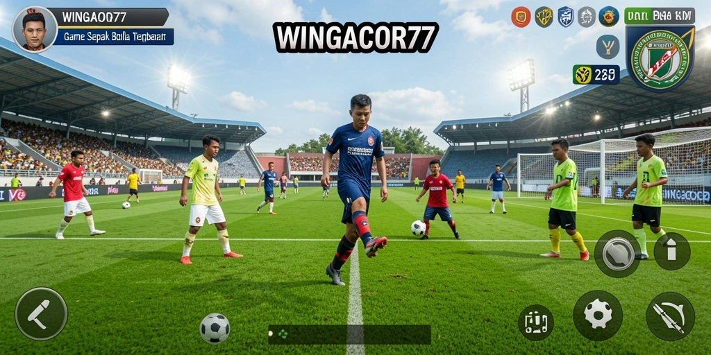 Gameplay seru dalam WINGACOR77 yang menampilkan aksi sepak bola.
